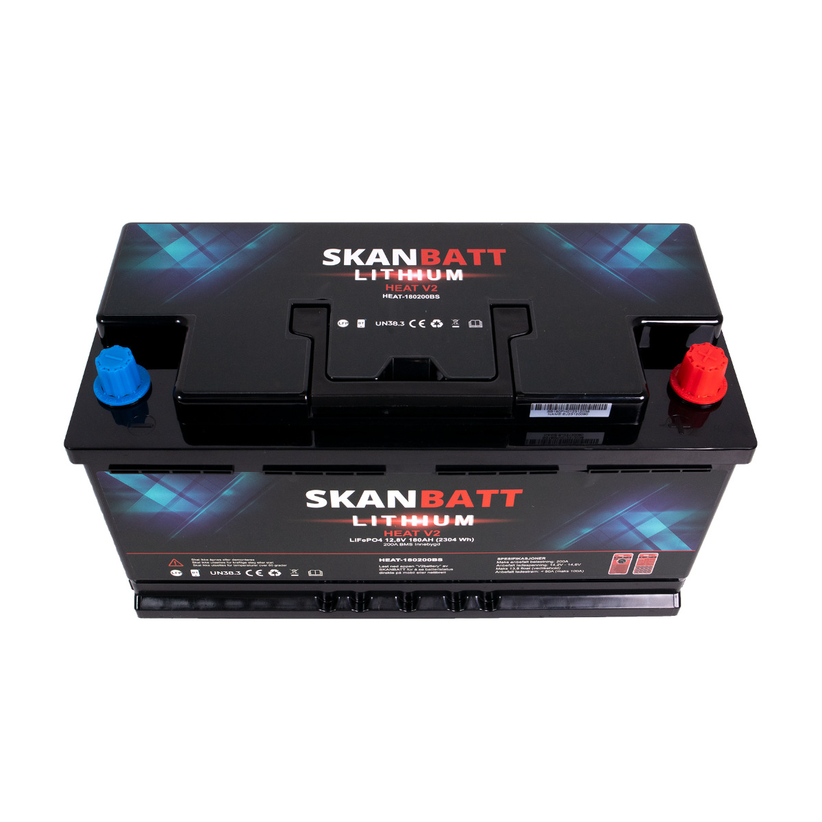 Skanbatt V2 Lithium Heat 12V 180Ah LiFePO4-batteri, 150A BMS - Bobil
