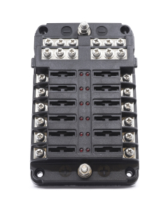 Sikringsholder for 12 sikringer med LED indikatorlys