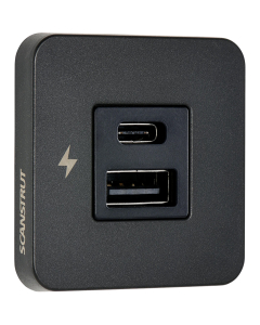Scanstrut Tile USB-A & C kontakt (Svart ramme) 12/24V
