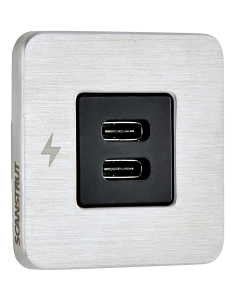 Scanstrut Tile Dobbel USB-C kontakt (Børstet stål ramme) 12/24V