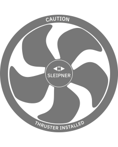 Merkelapp med symbol for baugthruster, rund