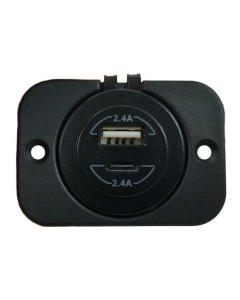 Pro Supply USB-uttak USB-A & USB-C, sort, 2,4A