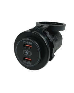 Pro Supply USB-uttak 2xUSB-C, sort, 8-32V 60W