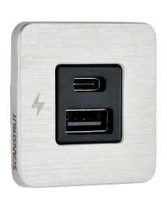 Scanstrut Tile USB-A & C kontakt (Børstet stål ramme) 12/24V