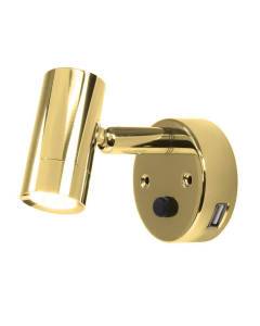  Nautilight LED kabinlampe i messing -2A USB-A
