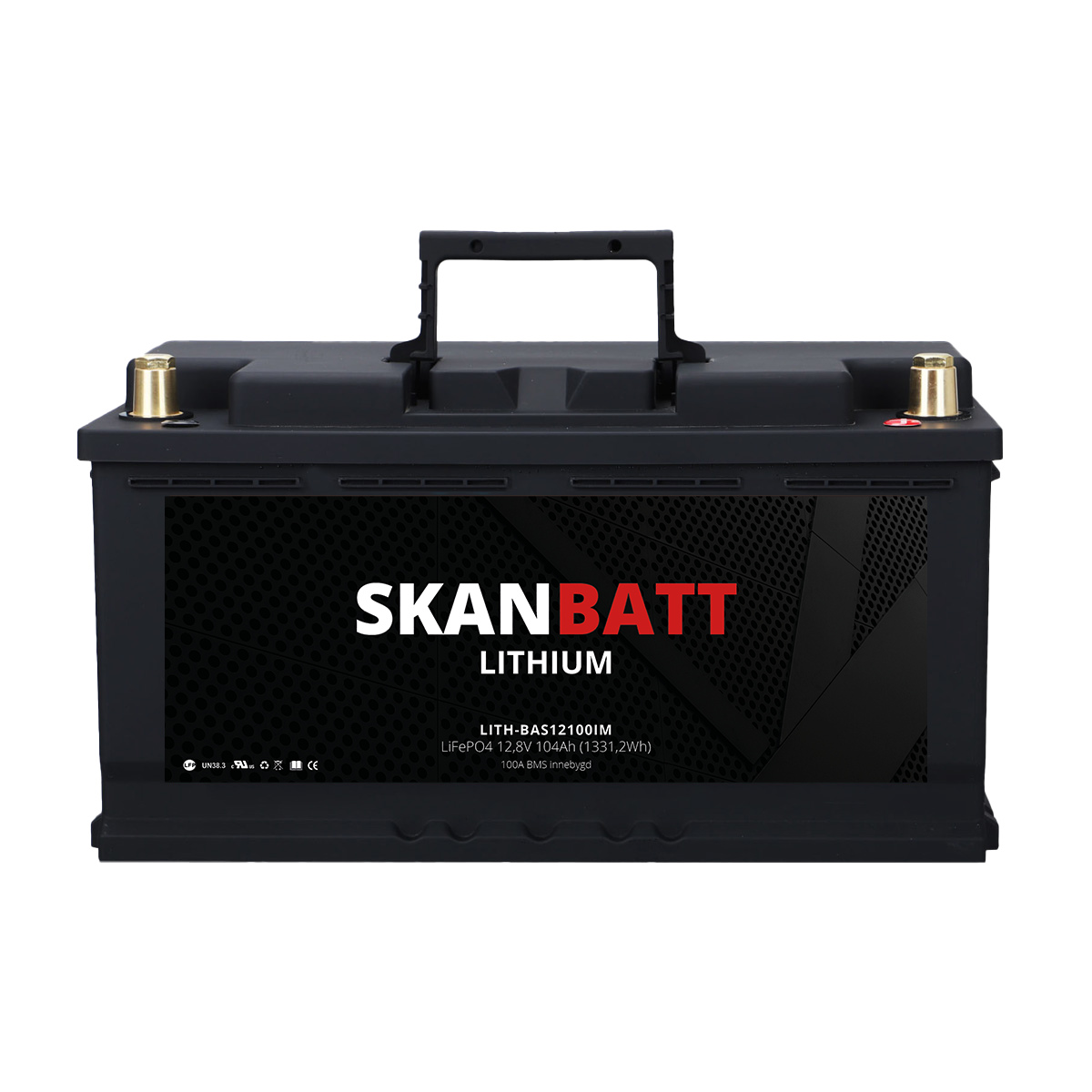 Skanbatt Lithium12V 104Ah LiFePo4-batteri, 100A BMS