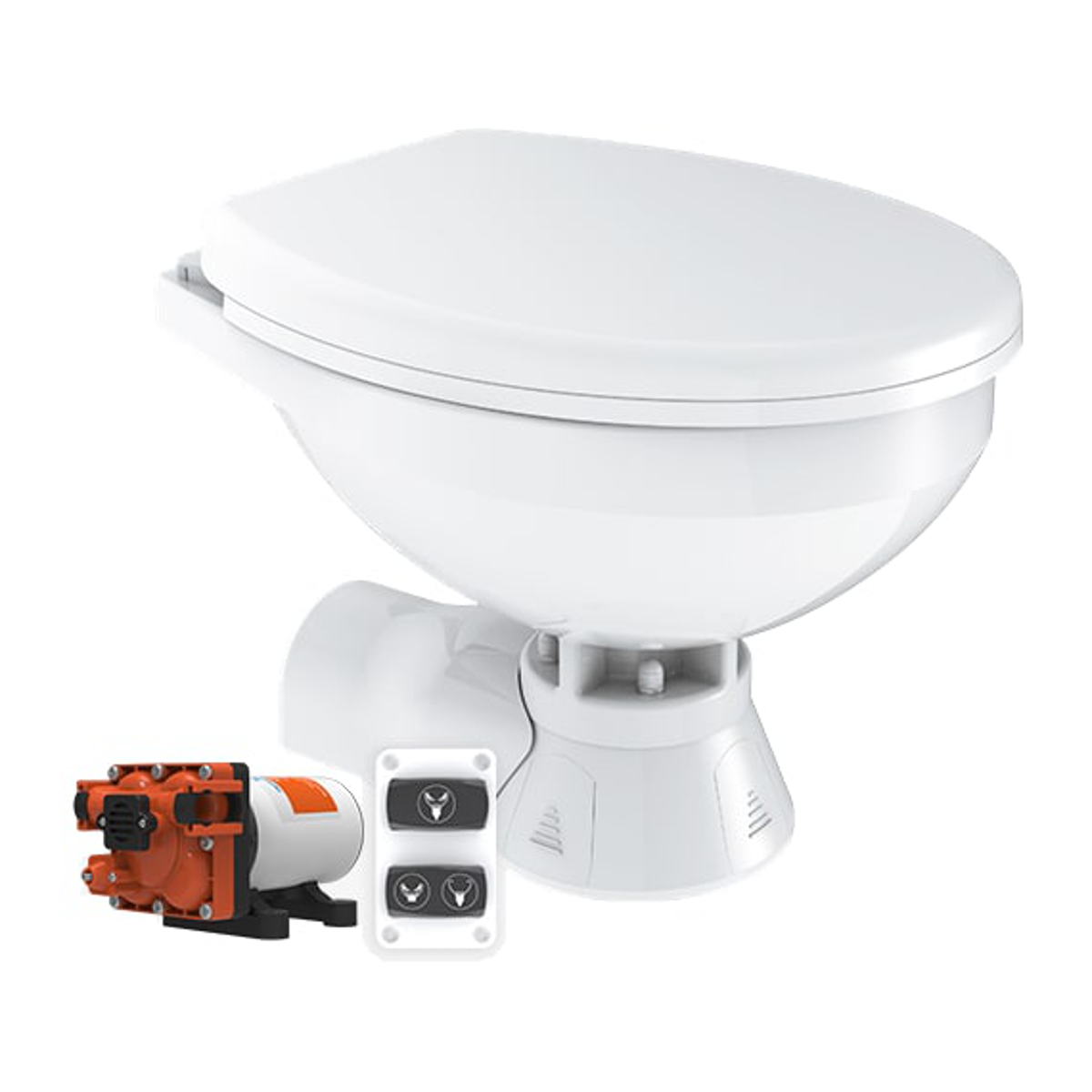 Seaflo Elektrisk toalett Regular Quiet flush Soft close, for saltvannspyling 12V